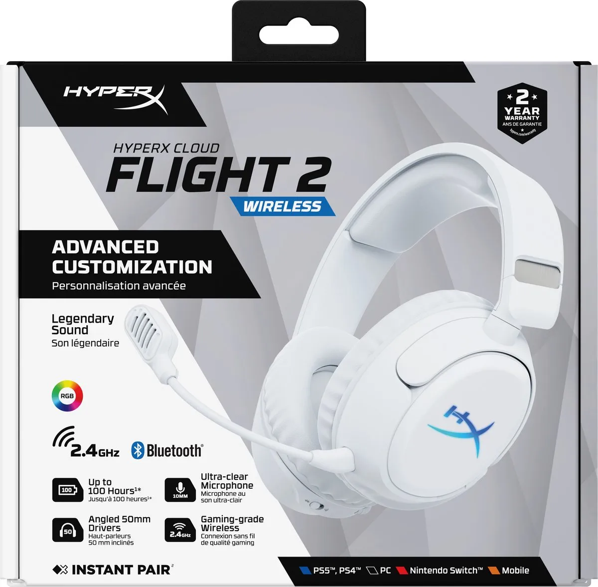 HyperX Cloud Flight 2 B5VC5AA Draadloze Gaming Headset - Wit