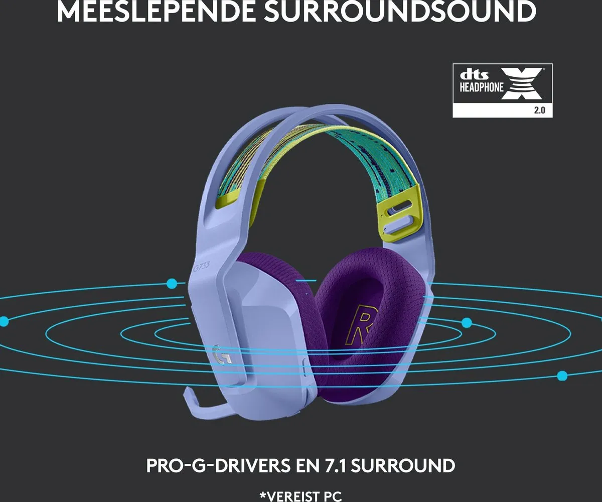 Logitech G G733 LIGHTSPEED Draadloze Gaming Headset - Lila