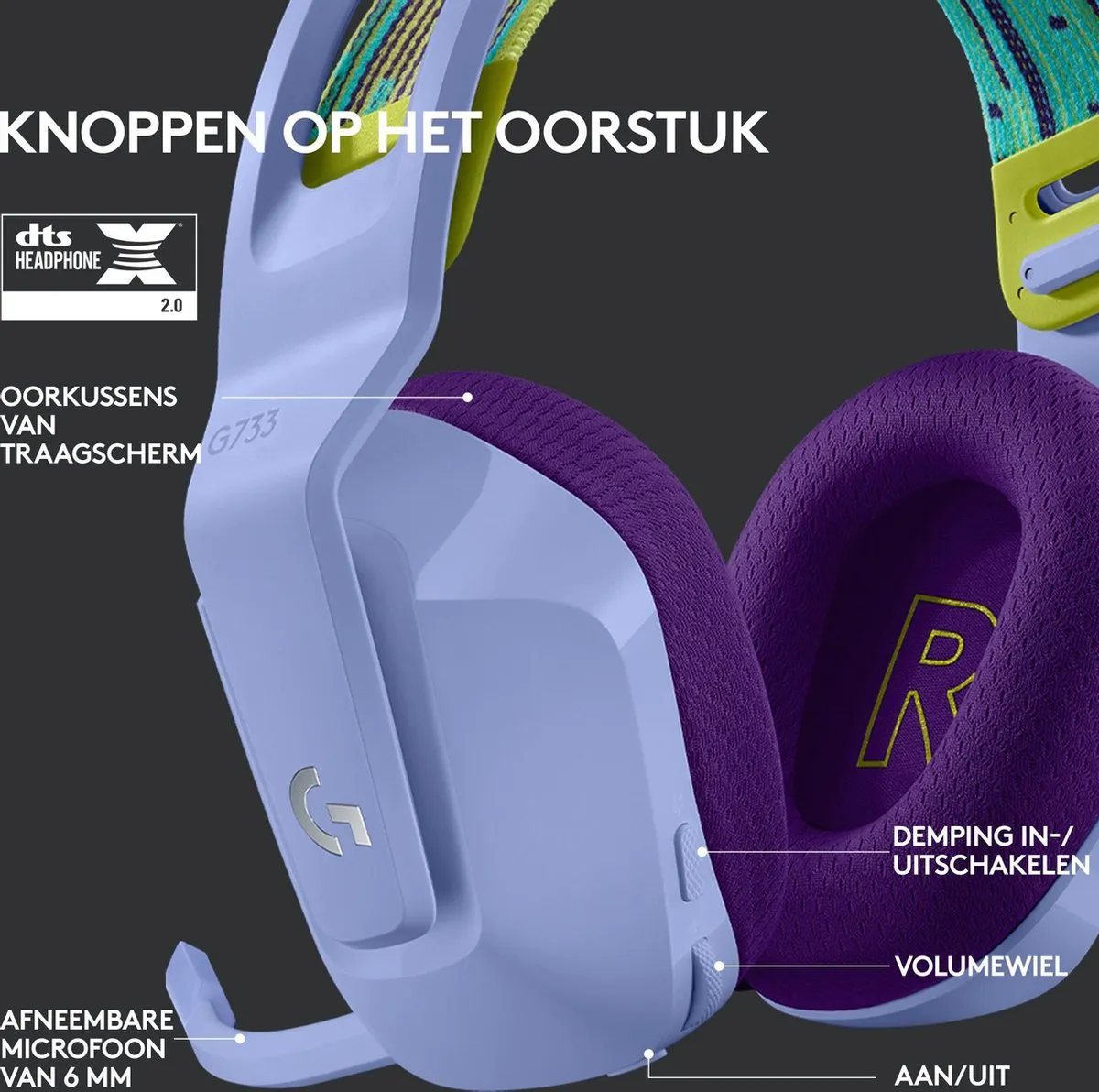 Logitech G G733 LIGHTSPEED Draadloze Gaming Headset - Lila