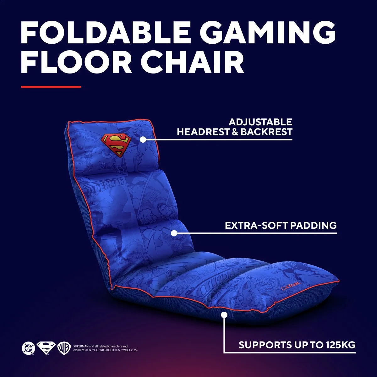 Trust GXT 718SM RAYZEE Superman Vloer Gamingstoel - Blauw - afbeelding 6 van 6
