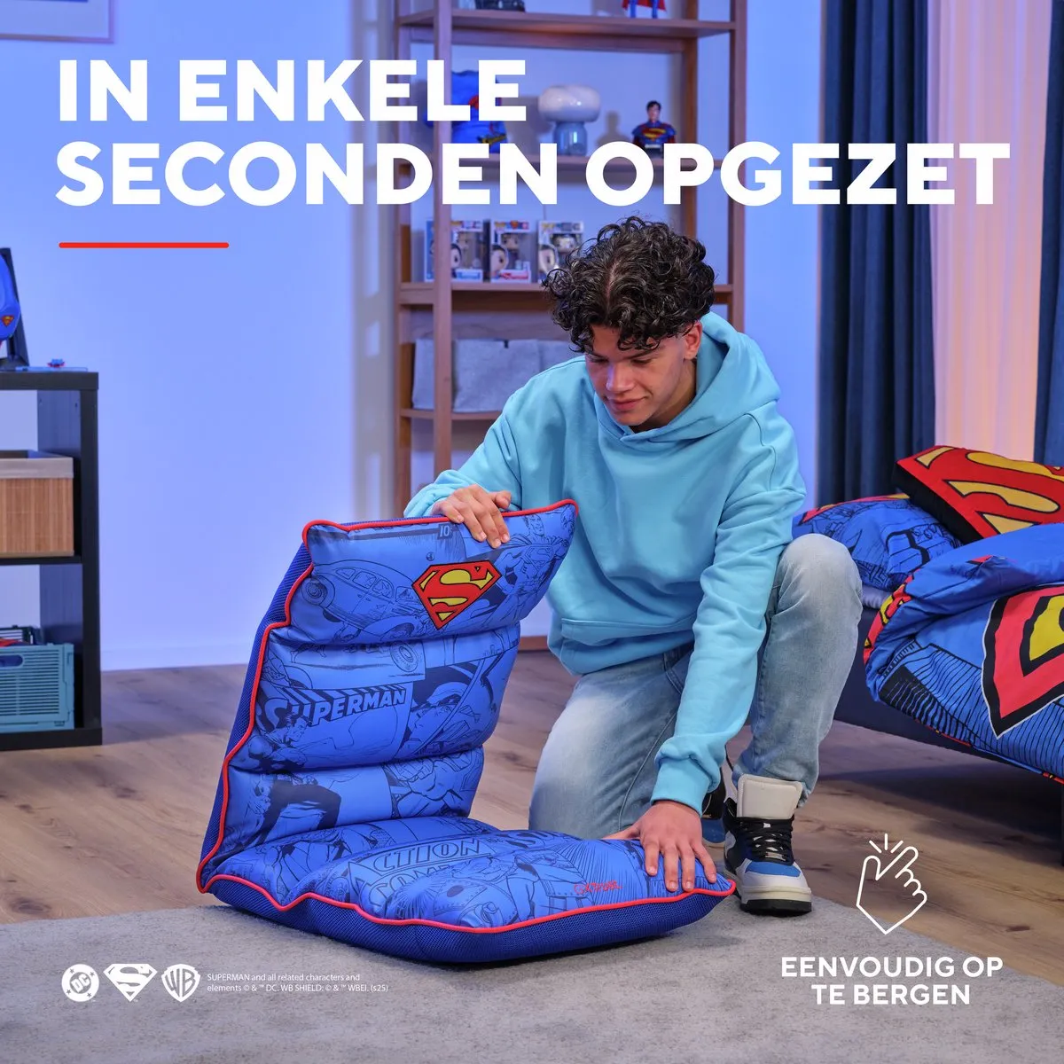 Trust GXT 718SM RAYZEE SUPERMAN – Vloer Gaming Stoel – Opvouwbaar – Zachte stoel – Superman