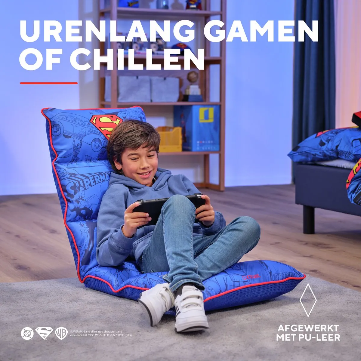 Trust GXT 718SM RAYZEE SUPERMAN – Vloer Gaming Stoel – Opvouwbaar – Zachte stoel – Superman