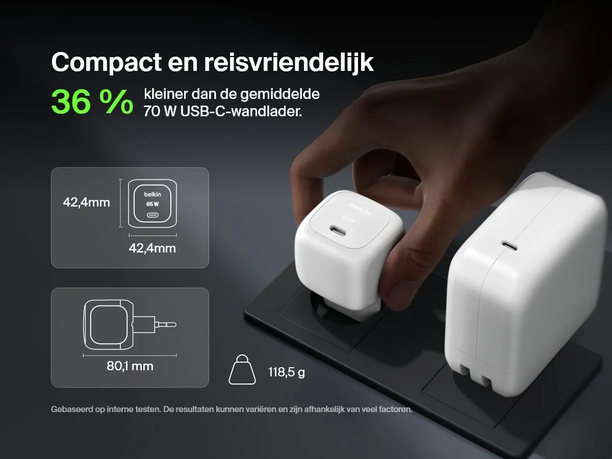 Belkin WCA011kqWH USB-C Wandlader 65W - Wit