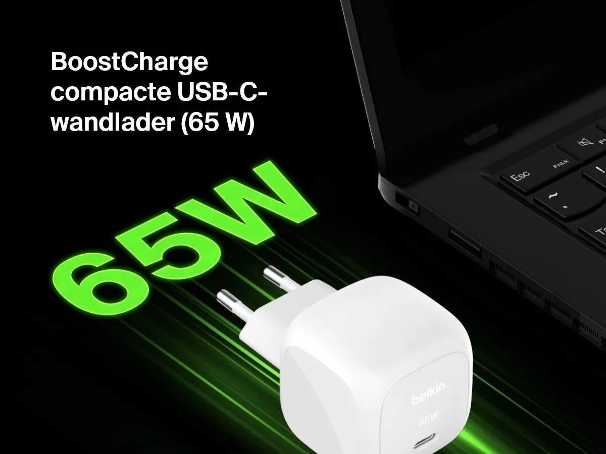 Belkin WCA011kqWH USB-C Wandlader 65W - Wit - afbeelding 6 van 6