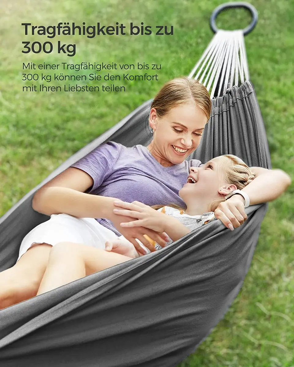 Songmics Hangmat 2 Personen 210x150cm - 300kg Grijs