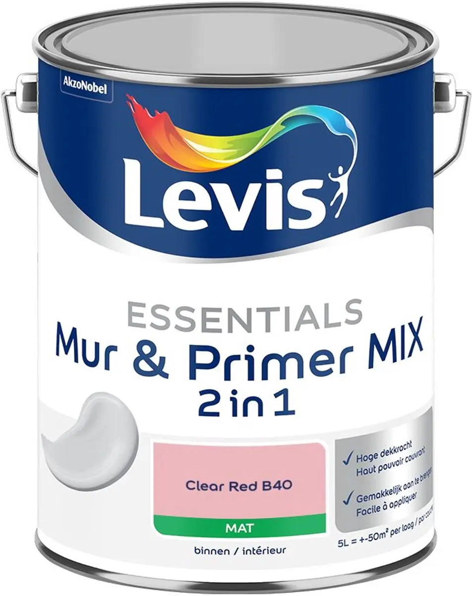Levi's Essentials Mur & Primer Mix Clear Red B40 Mengverf 5L