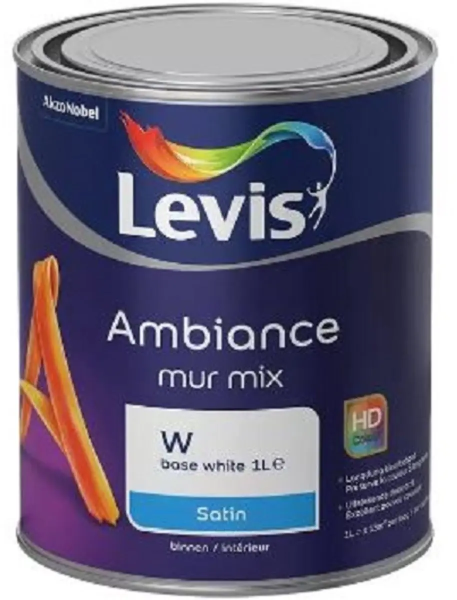 Levi's Ambiance Mur Satin Muurverf 1L - RAL 9010 Gebrokenwit