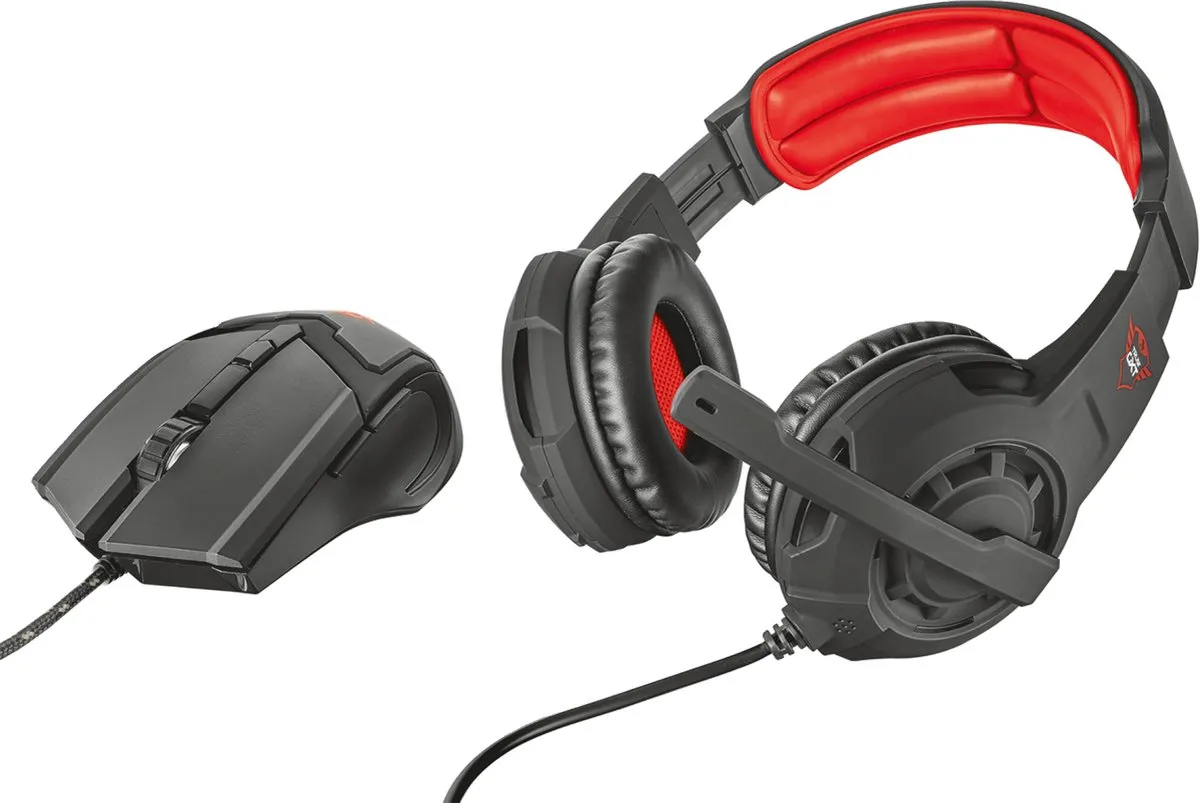 Trust GXT 784 Gaming Headset & Muis Set - Zwart