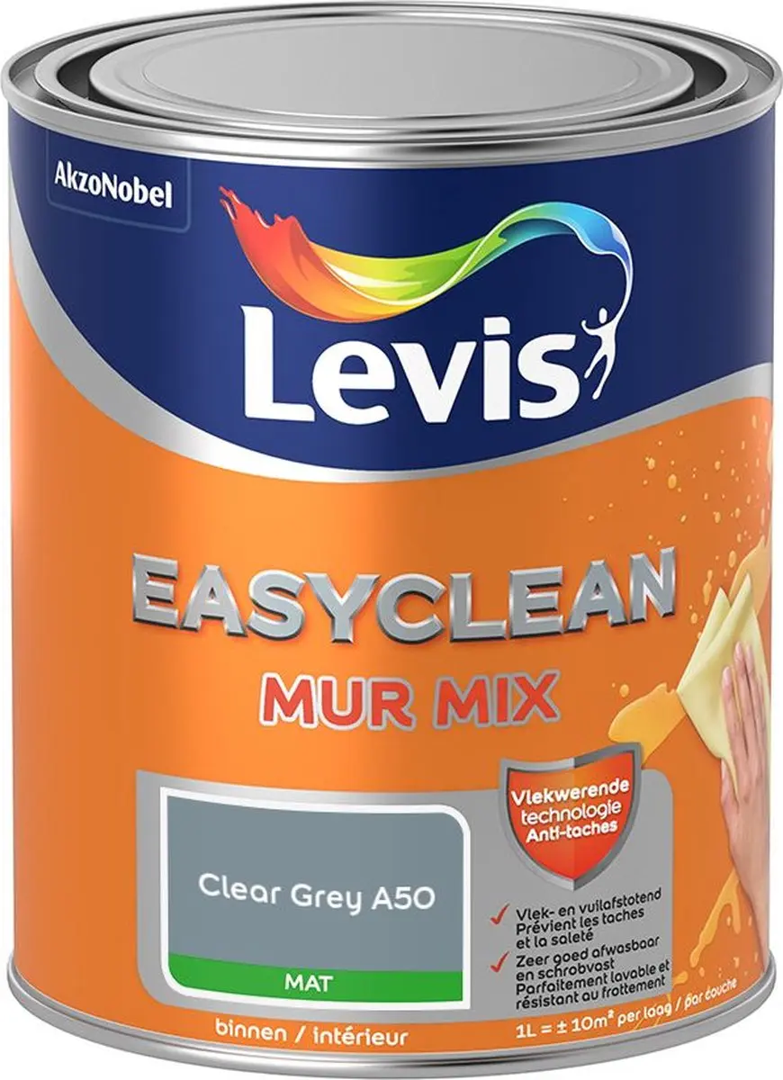 Levi's Easyclean Mur Mat Mix Clear Grey A50 Mengverf 1L