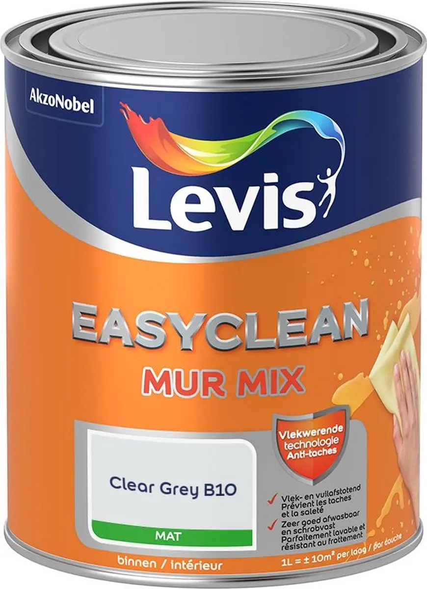 Levi's Easyclean Mur Mat Mix Clear Grey B10 Mengverf 1L