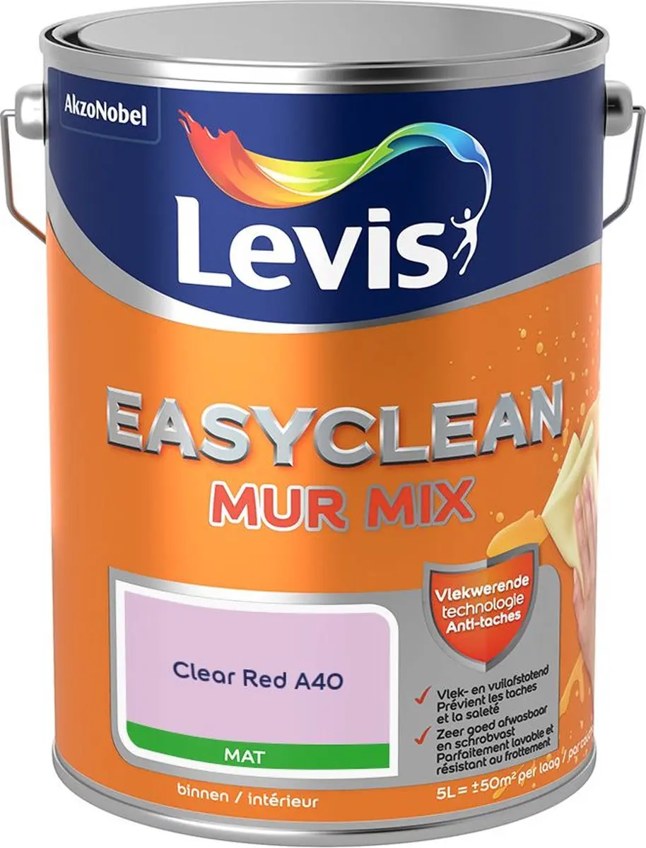 Levi's Easyclean Mur Mat Mix Clear Red A40 Mengverf 5L