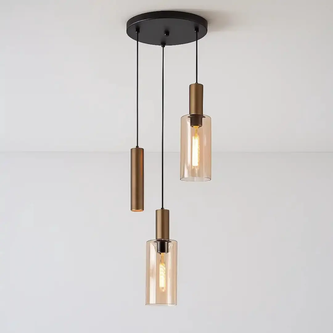 Highlight Perugia Hanglamp 3x10W - Ø40cm Zwart/Amber