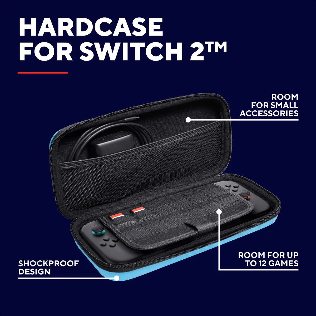 Trust GXT1251B HARDCASE – Switch 2 Hardcase – Beschermhoes voor Switch 2 – voor Console & Joy–Cons – Blauw