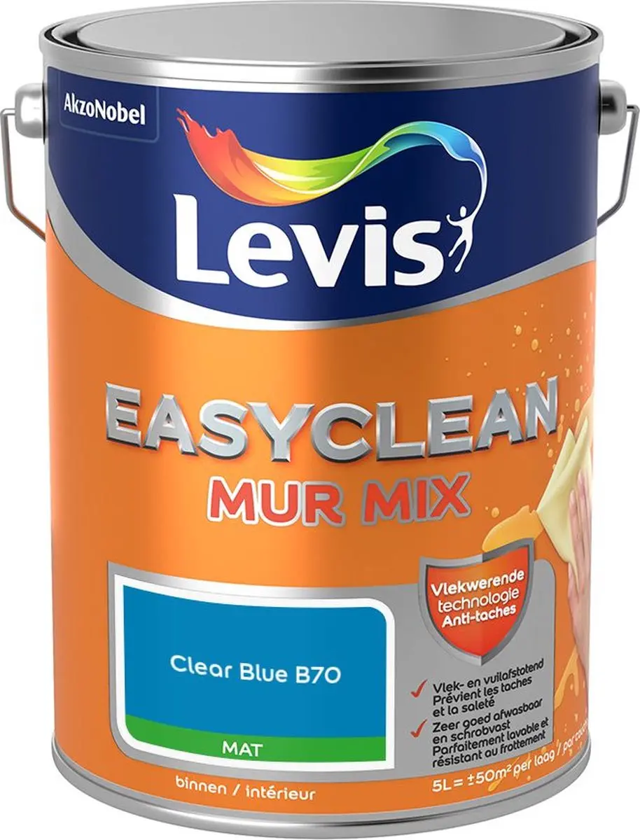 Levi's Easyclean Mur Mat Mix Clear Blue B70 Mengverf 5L