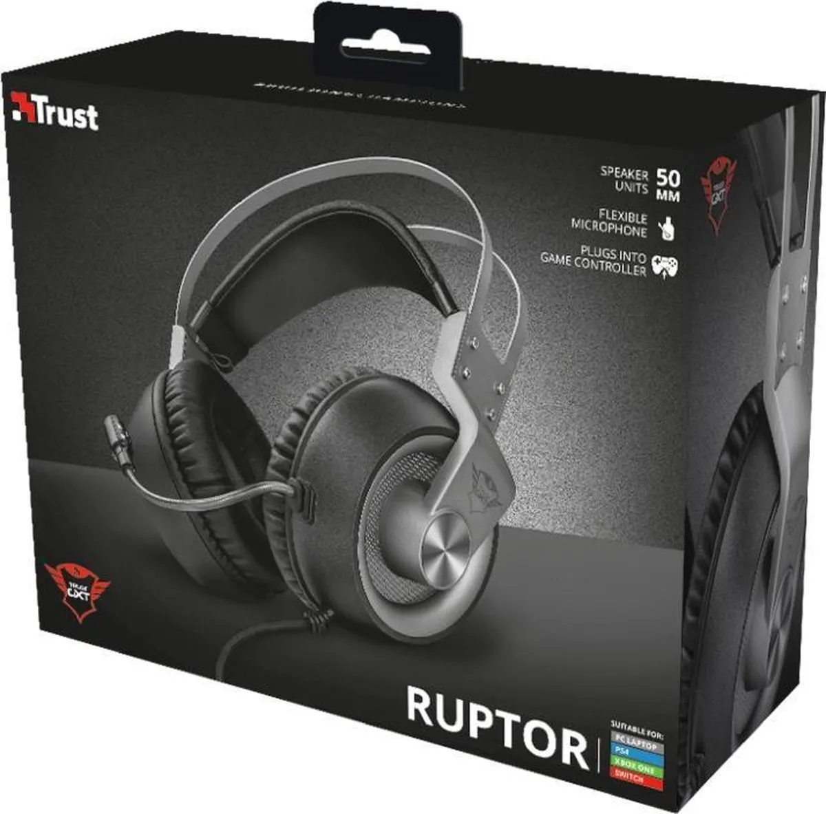 Trust GXT Ruptor 22808 Gaming Headset - 50mm Drivers - Zwart Grijs