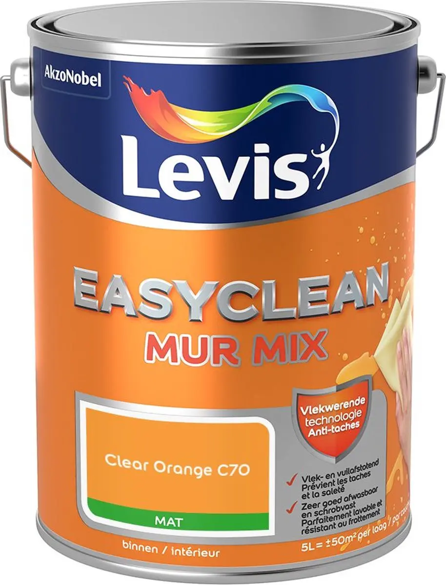 Levi's Easyclean Mur Mat Mix Clear Orange C70 Mengverf 5L