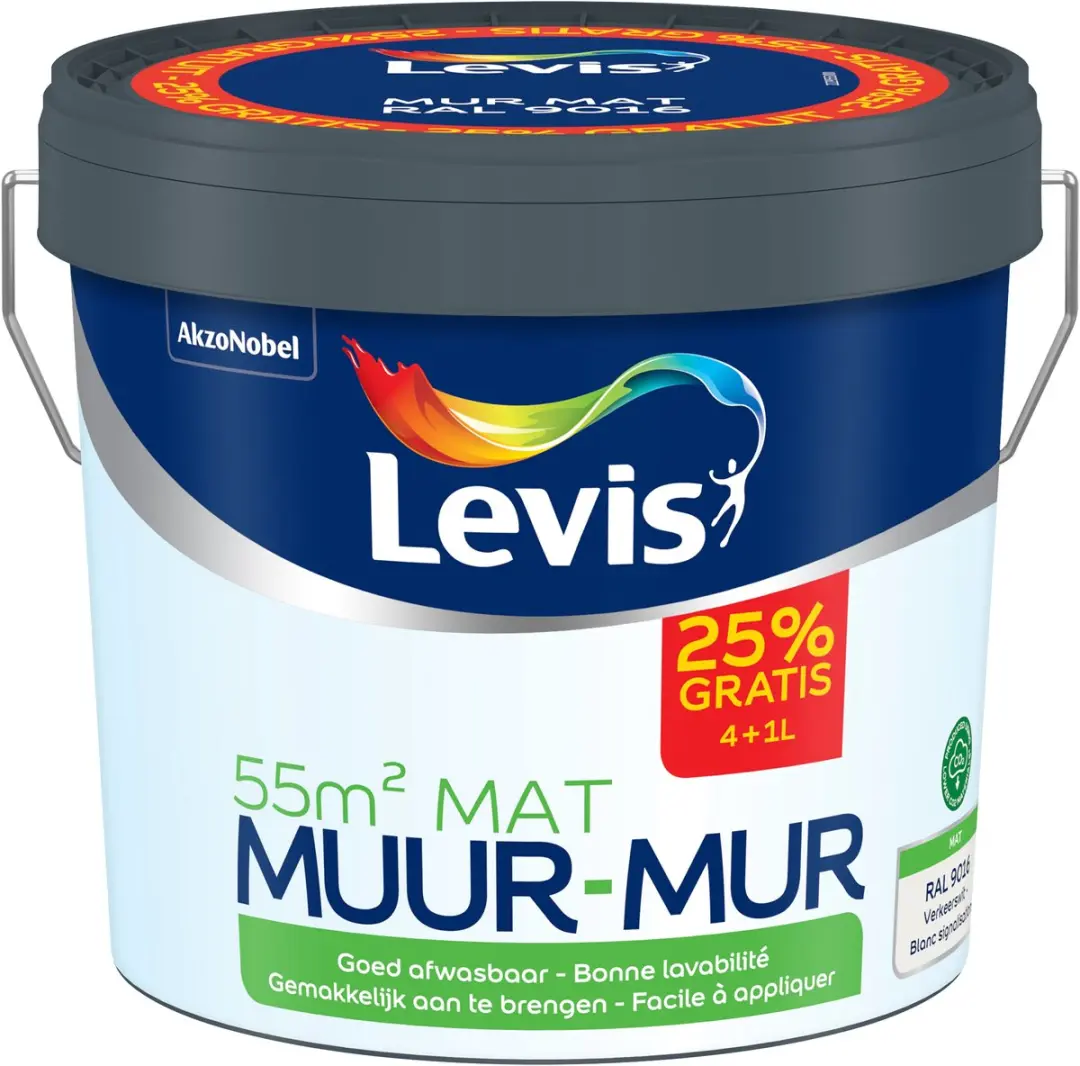 Levis - Muur Mat - Ral 9016 - 5 L