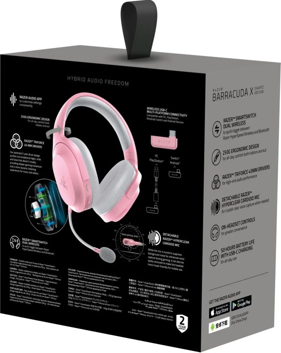 Razer Barracuda X RZ04-04430300-R3M1 Draadloze Gaming Headset - Quartz Roze - afbeelding 6 van 6