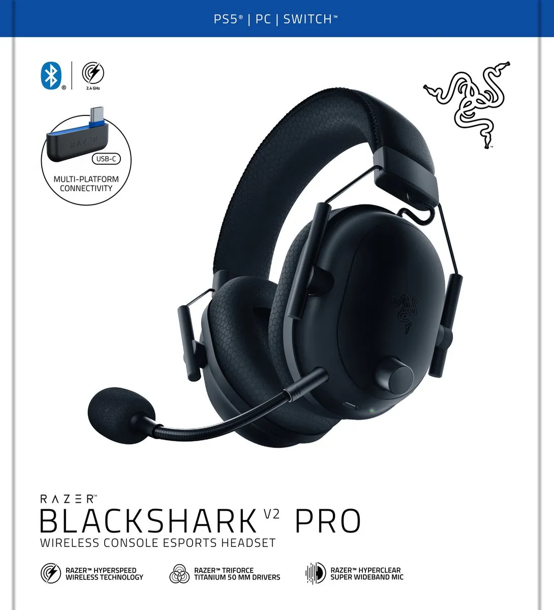 Razer BlackShark V2 Pro RZ04-04530500-R3G1 Draadloze Headset - Zwart - afbeelding 6 van 6