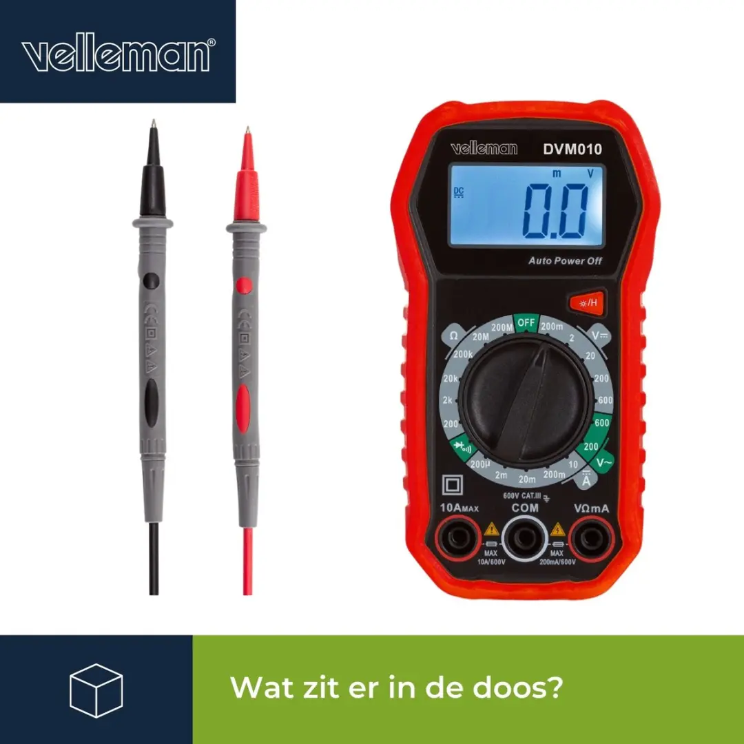 Velleman DVM010 Digitale Multimeter - Rood/Zwart - afbeelding 4 van 6