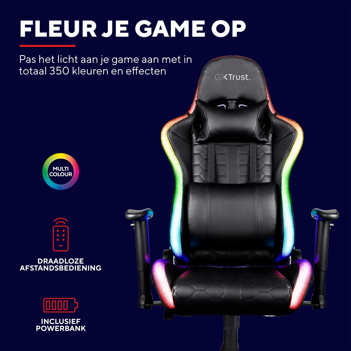 Trust GXT716 RIZZA RGB Gaming Stoel - Zwart