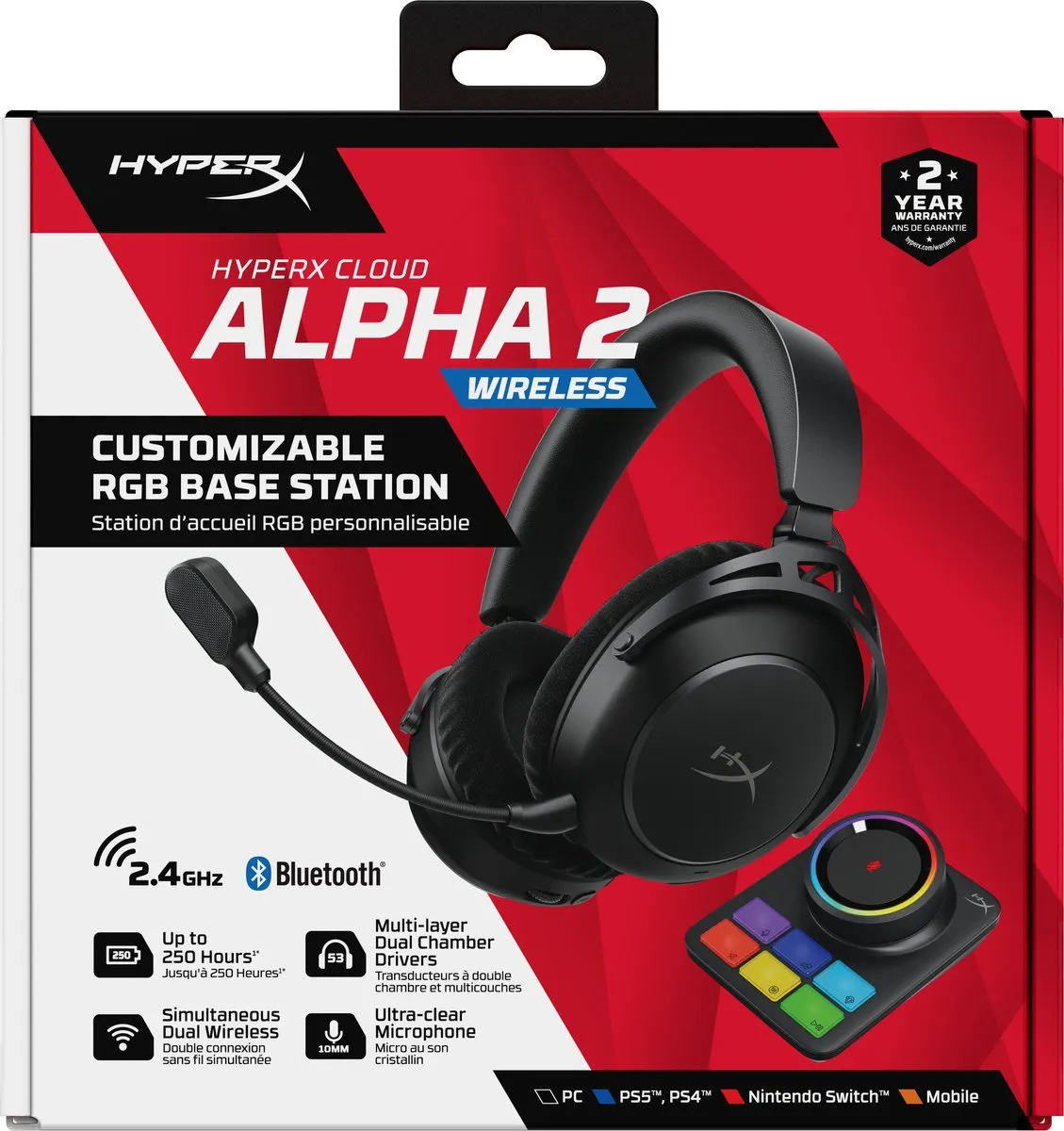 HyperX Cloud Alpha 2 Wireless AJ5C7AA Gaming Headset - 250 uur batterij - Zwart