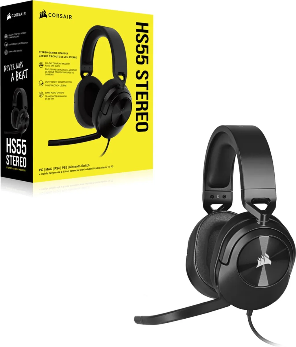 Corsair HS55 CA-9011260-EU Gaming Headset - Carbon - 50mm