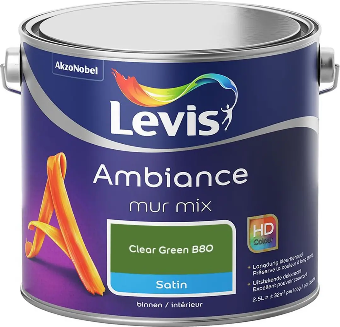 Levi's Ambiance Mur Satin Mix Clear Green B80 Mengverf 2,5L