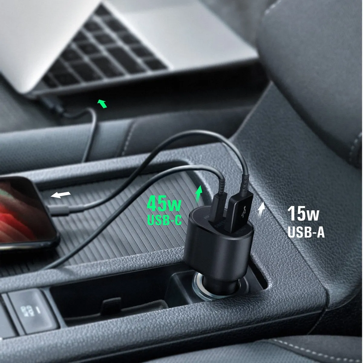 Samsung Fast Charge 2-Port Car Charger 45W - Zwart