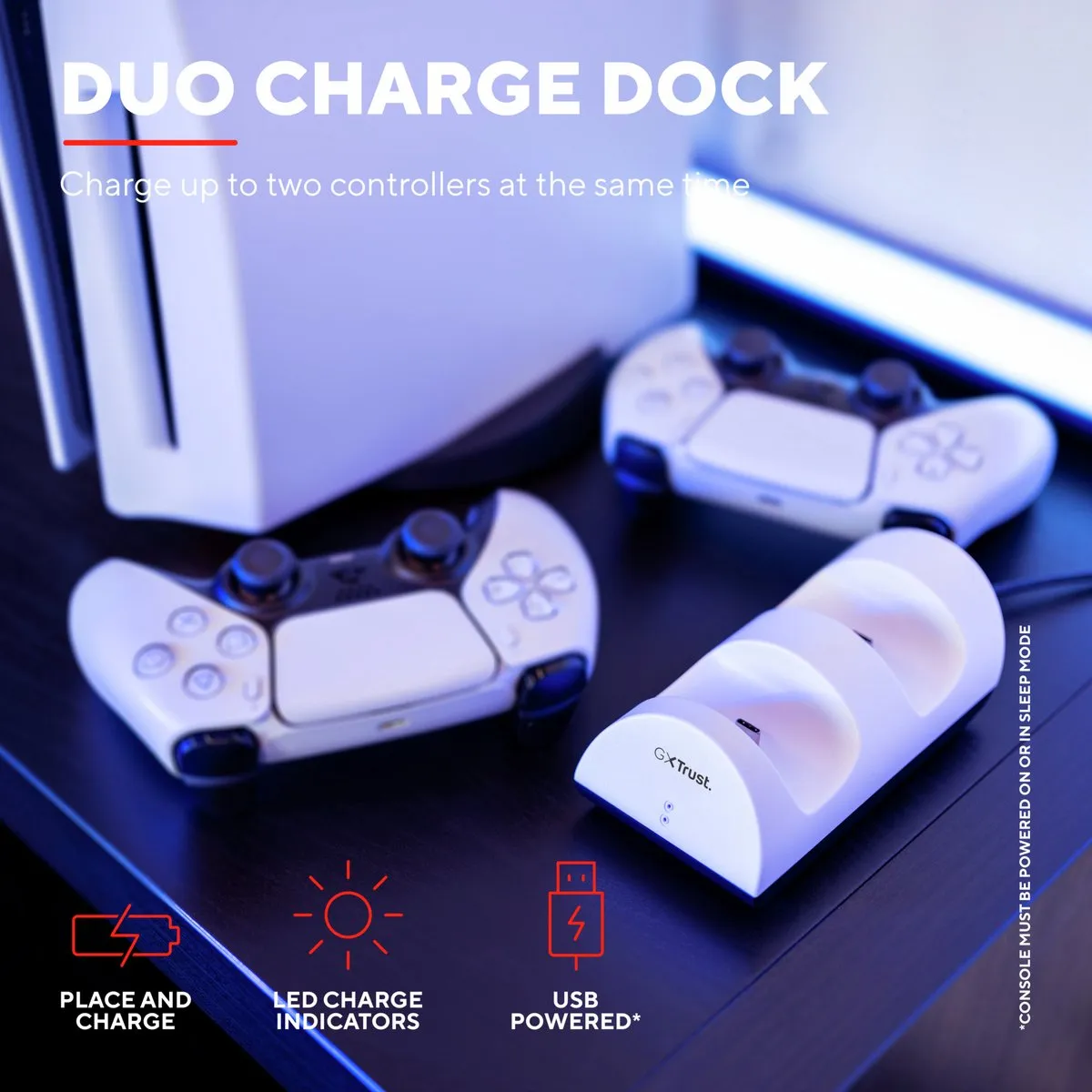 Trust GXT254 Duo Charge Dockingstation PS5 - 2x Wit