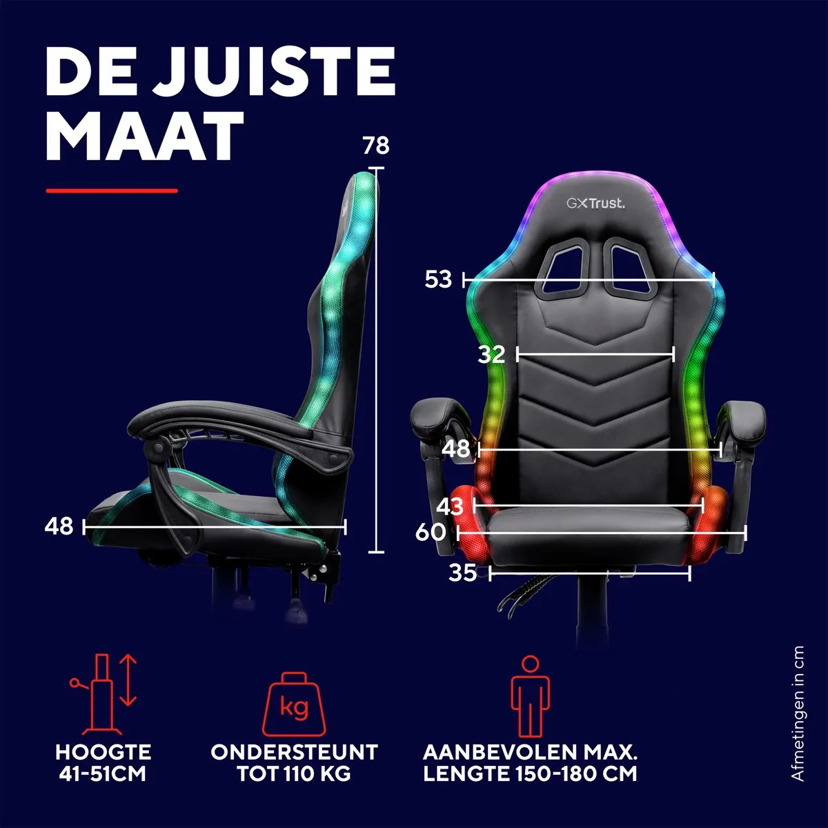 Trust GXT 704 Roniq RGB Gamingstoel - Zwart - afbeelding 6 van 6