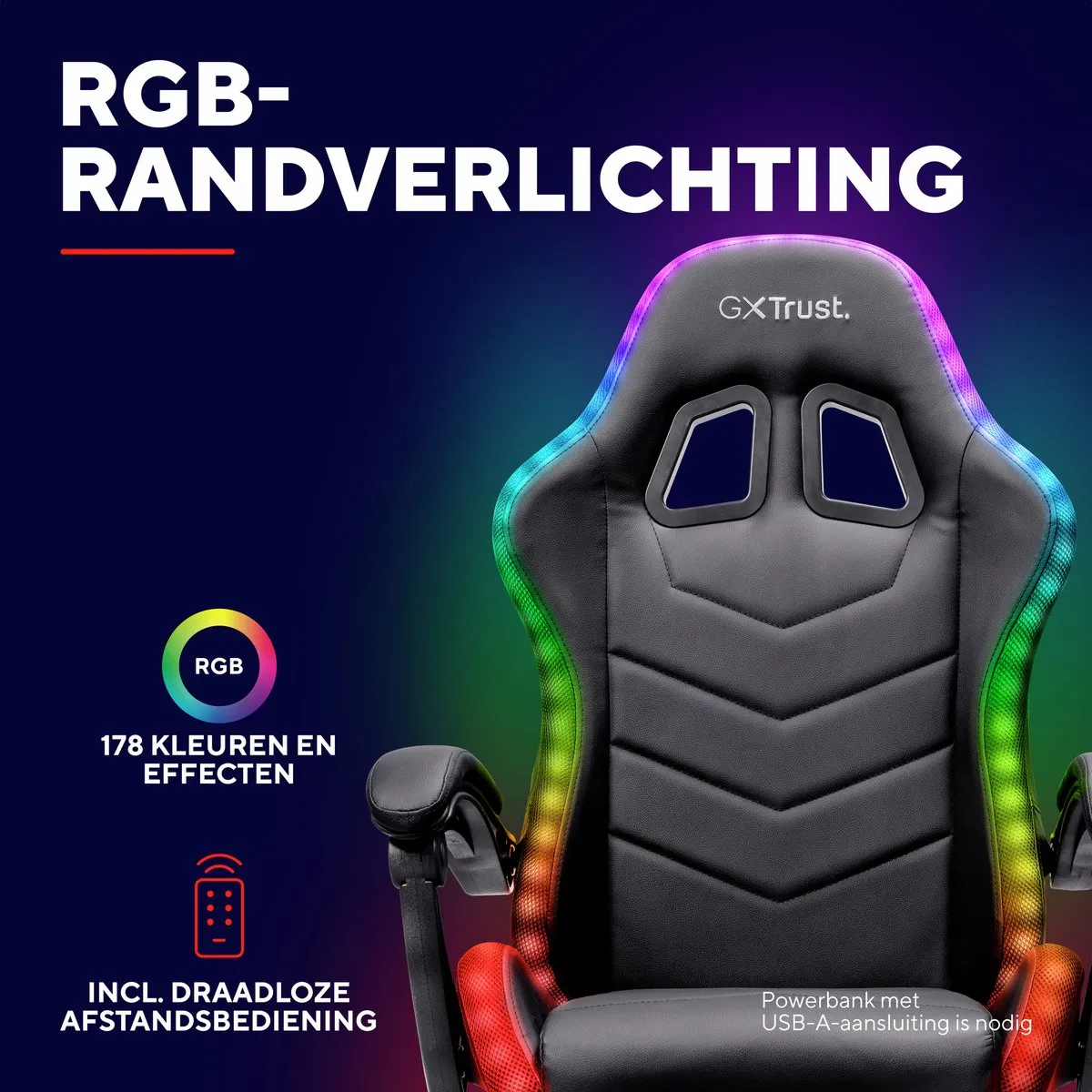 Trust GXT 704 Roniq RGB Gamingstoel - Zwart
