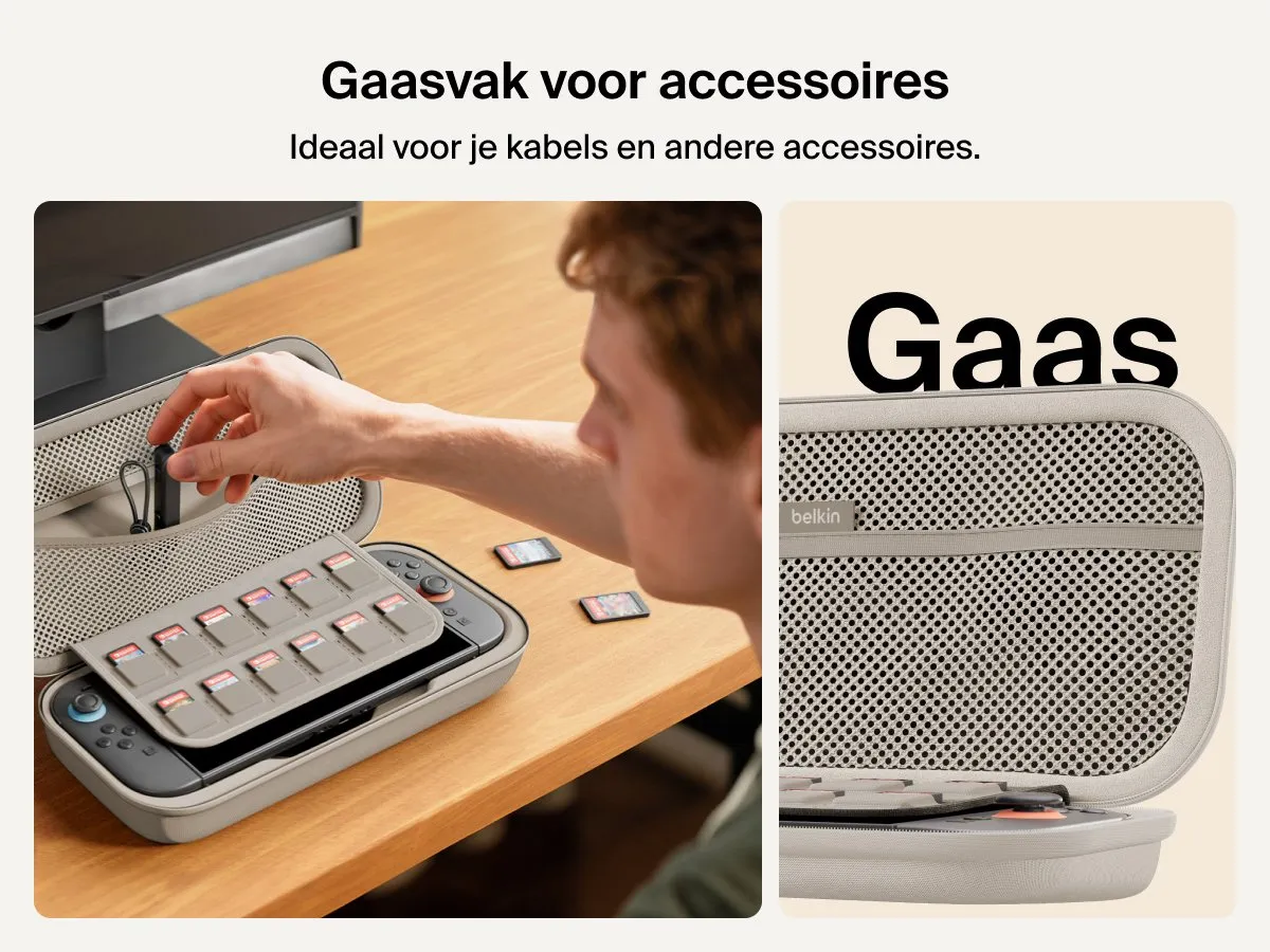 Belkin Gaming Nintendo Switch 2 Beschermhoes met AirTag vak – Beige