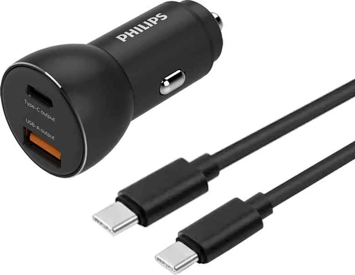 Philips Autolader DLP2521C/04 - 36W - USB-C/A - 3 Outputs - Zwart