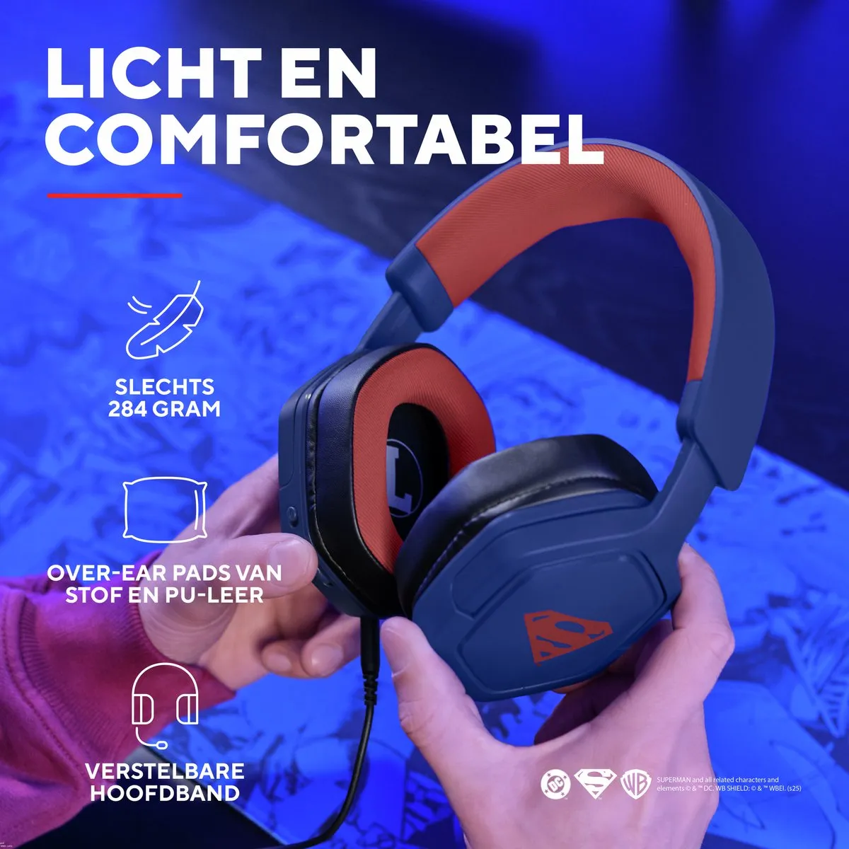 Trust GXT492SM Carus Gaming Headset - Superman Blauw - 50mm