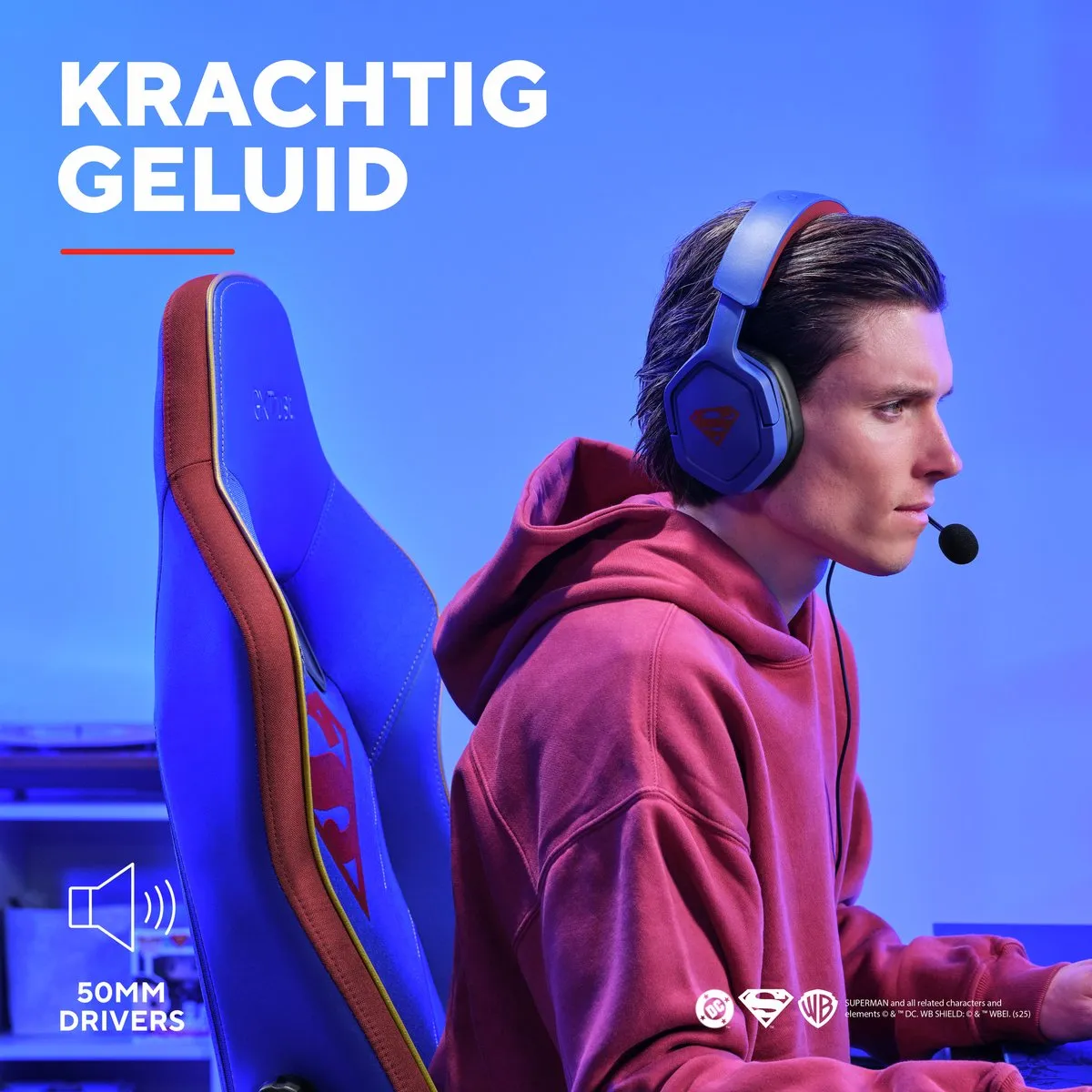 Trust GXT492SM Carus Gaming Headset - Superman Blauw - 50mm