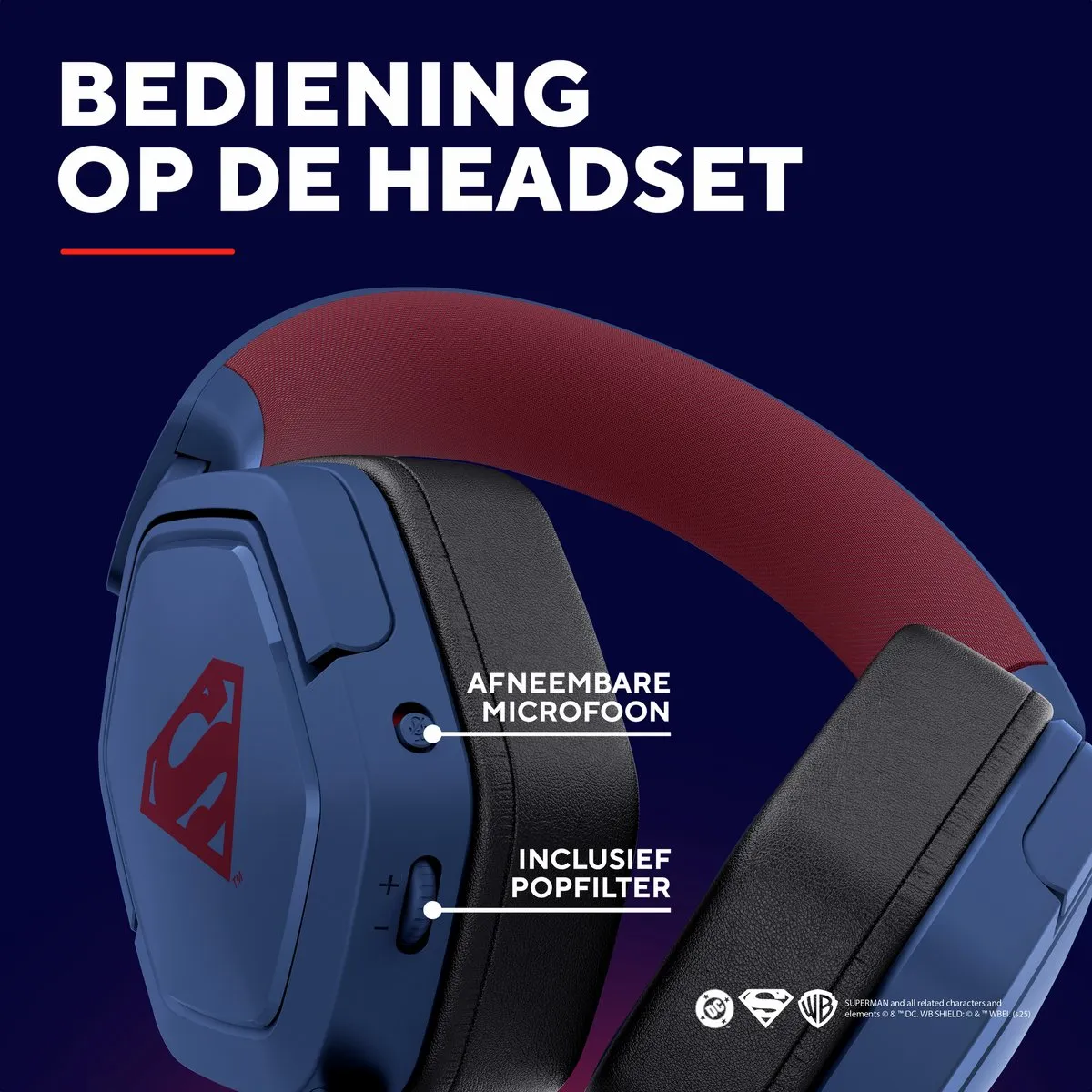 Trust GXT492SM Carus Gaming Headset - Superman Blauw - 50mm - afbeelding 6 van 6