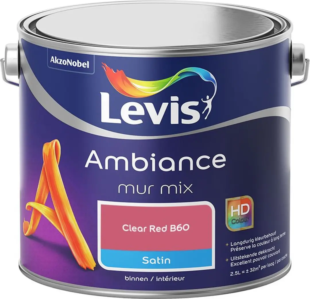 Levi's Ambiance Mur Satin Mix Clear Red B60 Mengverf 2,5L