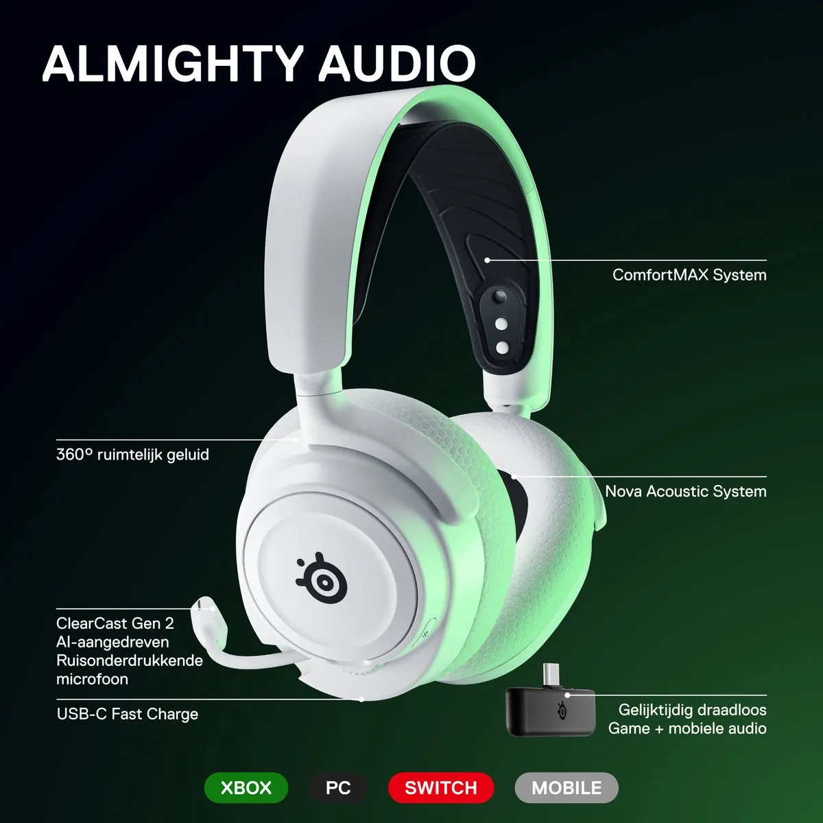 SteelSeries Arctis Nova 7X Gaming Headset - Wit