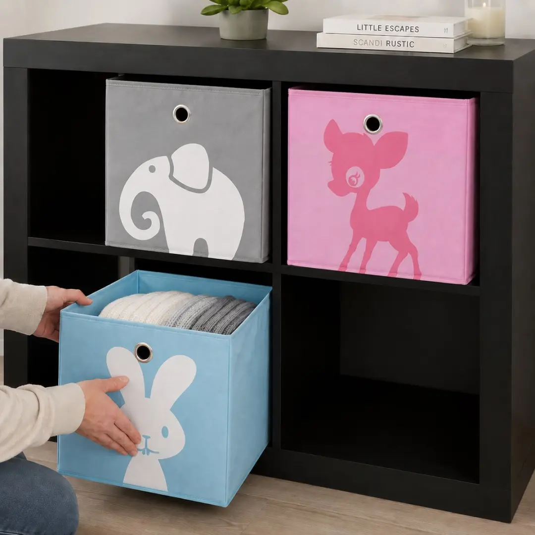 Alpina Opbergbox Kinderkamer 3 Stuks - Blauw/Grijs/Roze - afbeelding 2 van 2