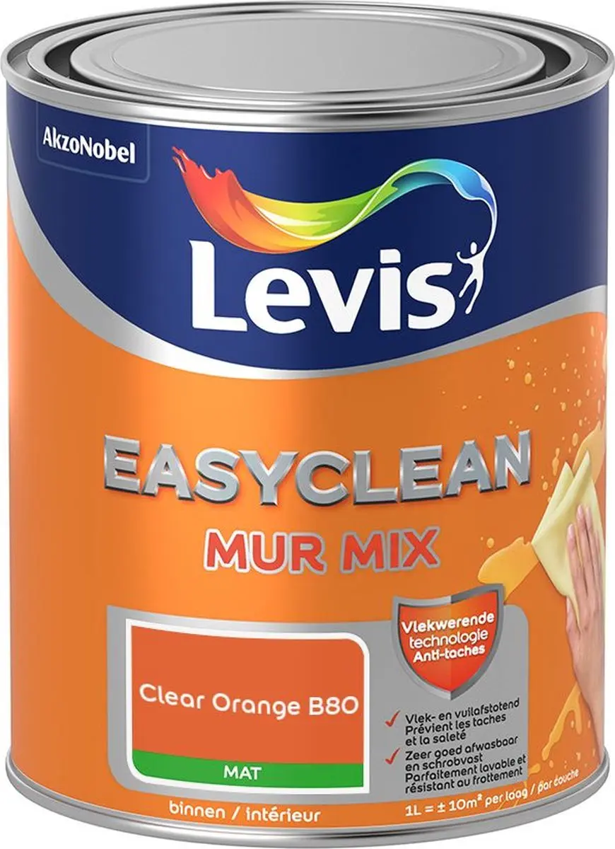 Levi's Easyclean Mur Mat Mix Clear Orange B80 Mengverf 1L