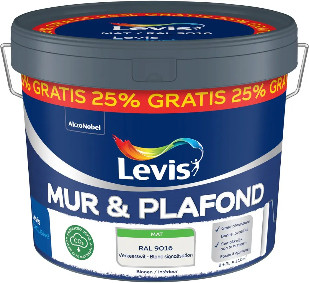 Levis - Mur & Plafond - Ral 9016 - 10 L