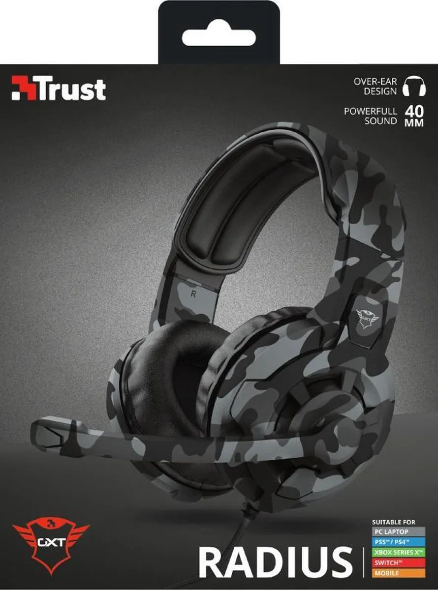 Trust GXT 411 Radius Gaming Headset - 3,5mm - Zwart Camo