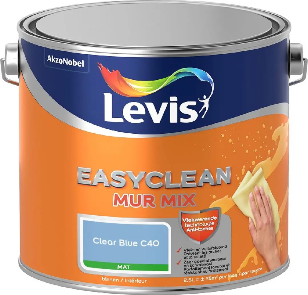 Levi's Easyclean Mur Mat Mix Clear Blue C40 Mengverf 2,5L