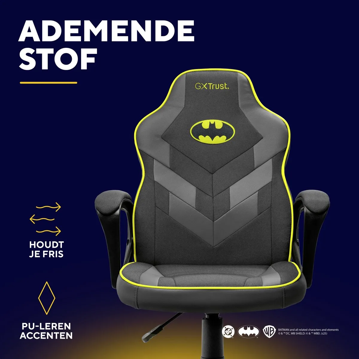 Trust GXT 703BM Revvo - Kinder Gaming Stoel Batman Editie - Kinder Bureaustoel - Batman Zwart