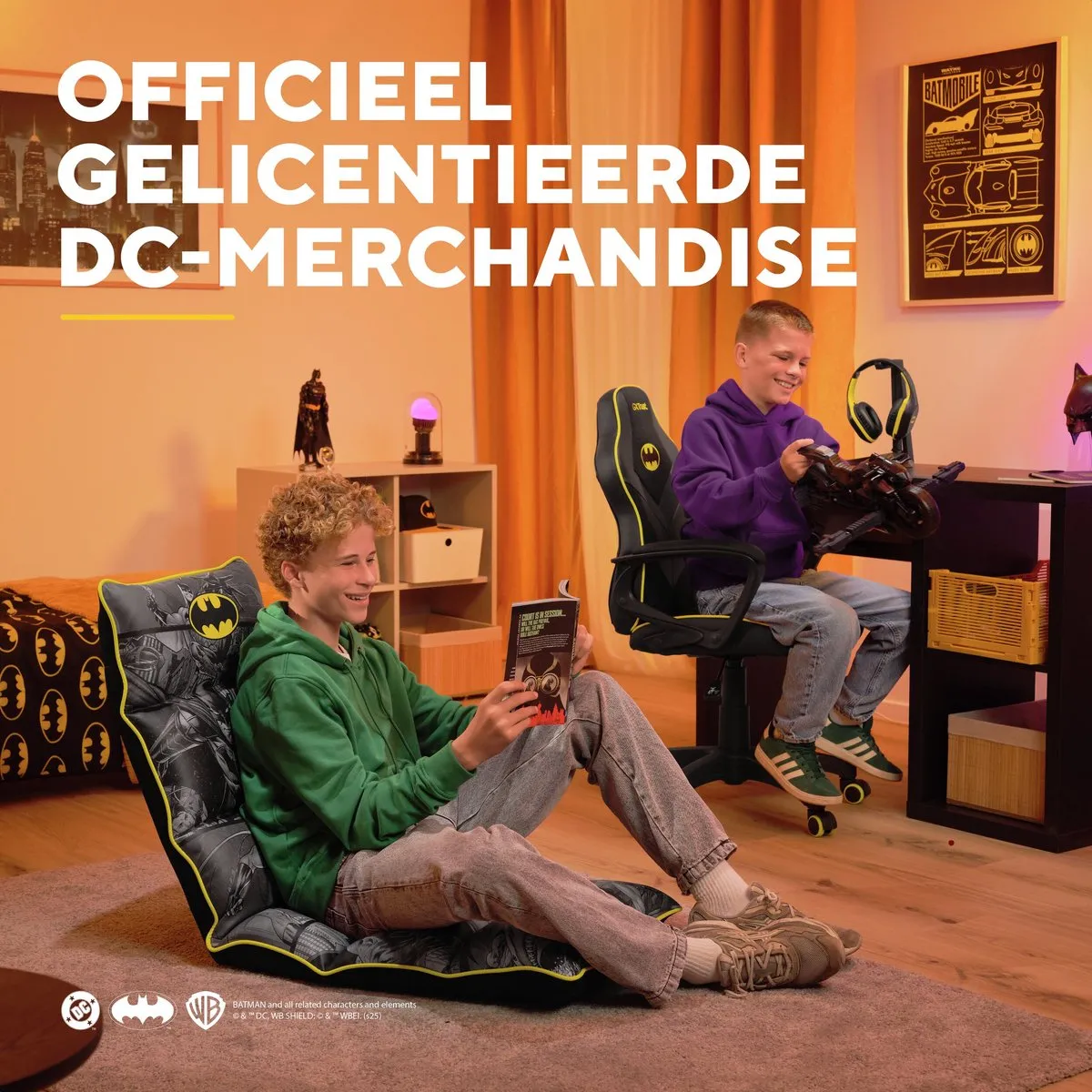 Trust GXT 703BM Revvo - Kinder Gaming Stoel Batman Editie - Kinder Bureaustoel - Batman Zwart