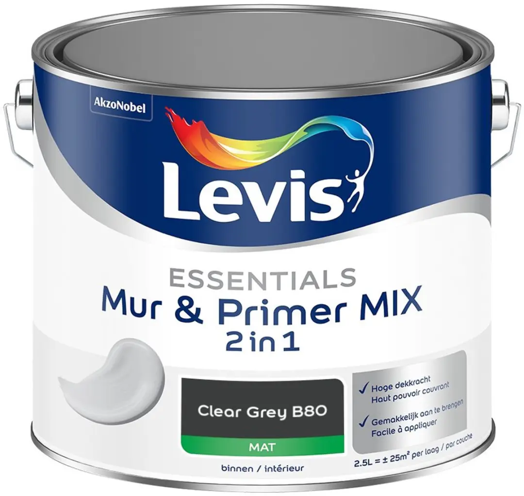 Levi's Essentials Mur & Primer Mix Clear Grey B80 Mengverf 2,5L