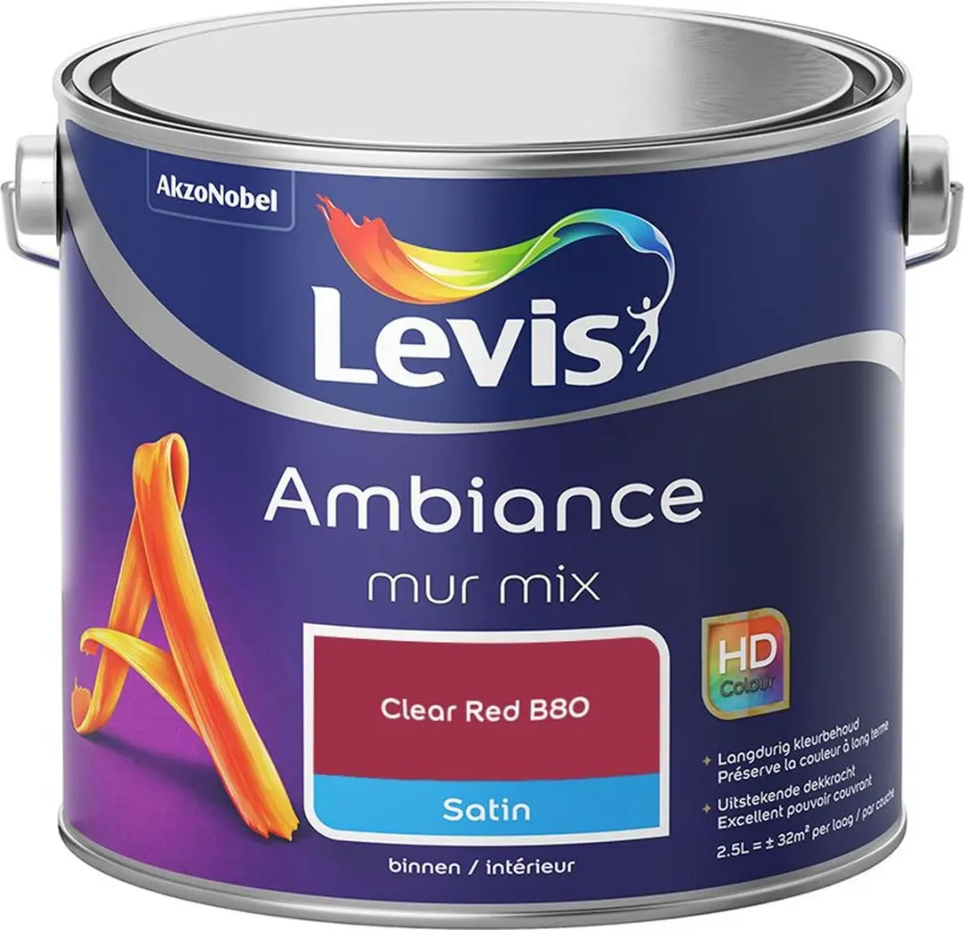 Levi's Ambiance Mur Satin Mix Clear Red B80 Mengverf 2,5L