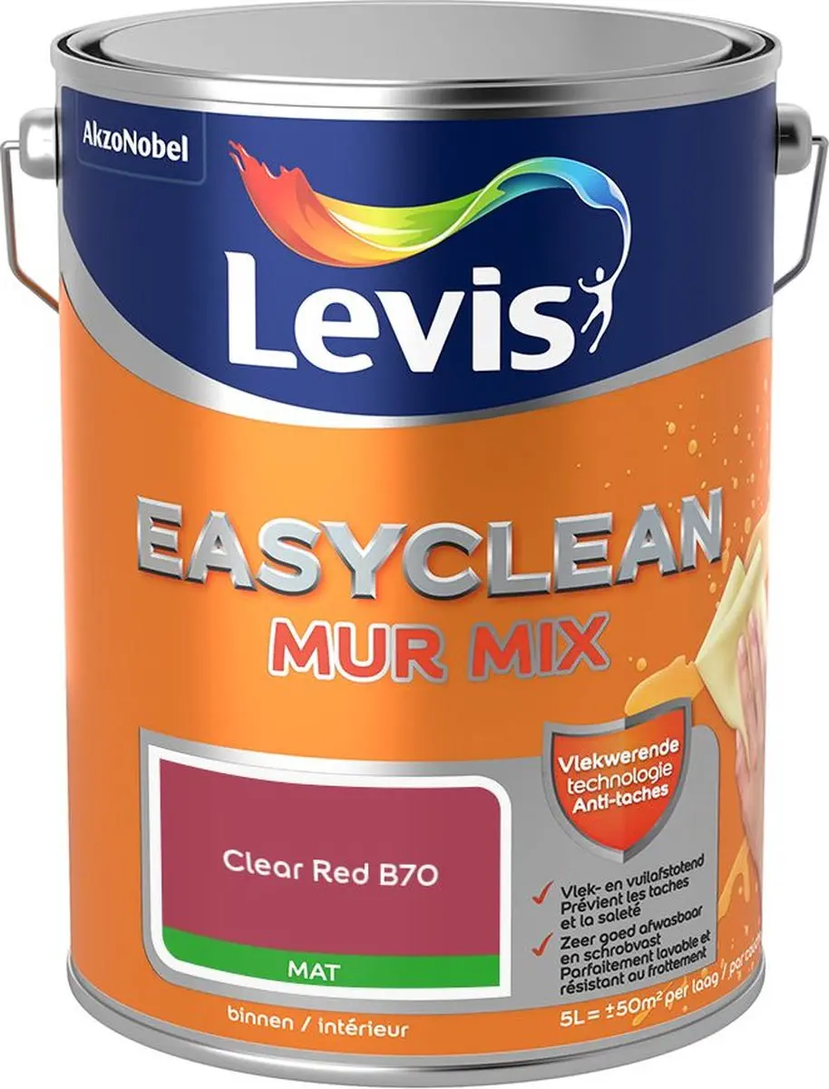 Levi's Easyclean Mur Mat Mix Clear Red B70 Mengverf 5L