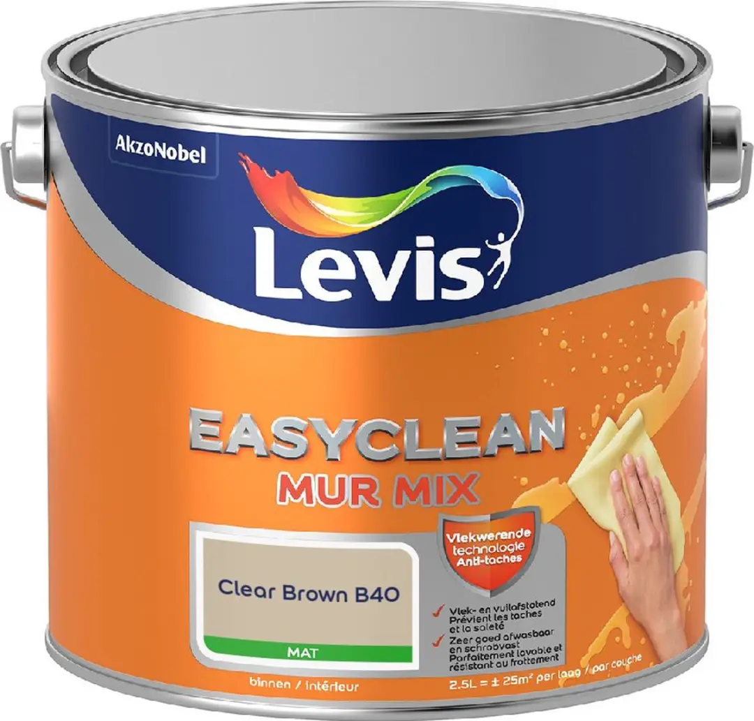 Levi's Easyclean Mur Mat Mix Clear Brown B40 Mengverf 2,5L
